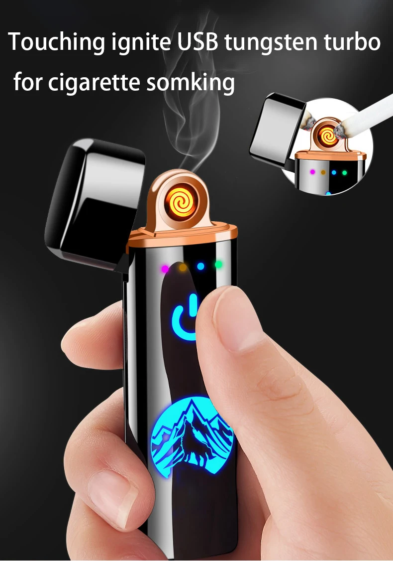 USB зажигалка для сигарет Электронная турбо трубка изогнутая полноэкранная