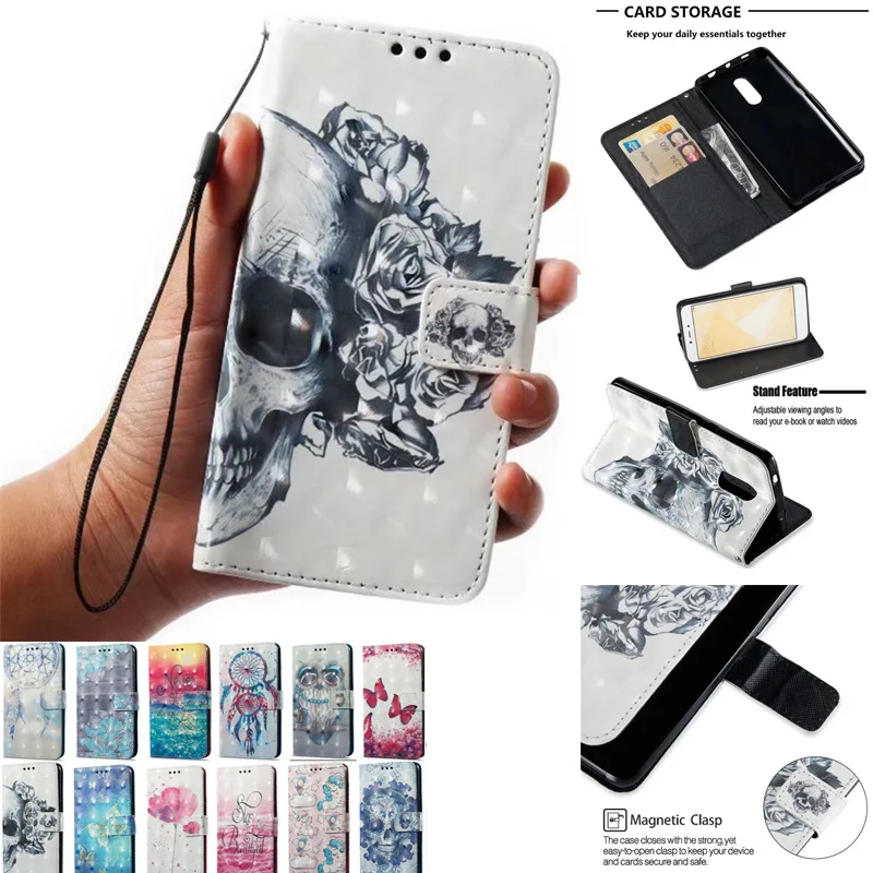 Чехол для телефона модный окрашенный в 3D красного mi 4A 4X Note с откидной крышкой