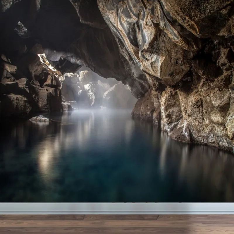 Фотообои с изображением камня озера воды гор таинственной глубокой долины|Обои| |