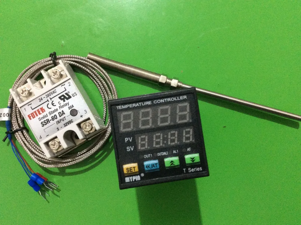 90-265V AC/DC Digital F/C PID Temperature Controller Thermostat TA4-SNR(1ssr output 1 alarm) +2M 6.6 ft PT100 Probe+80A DA SSRR |