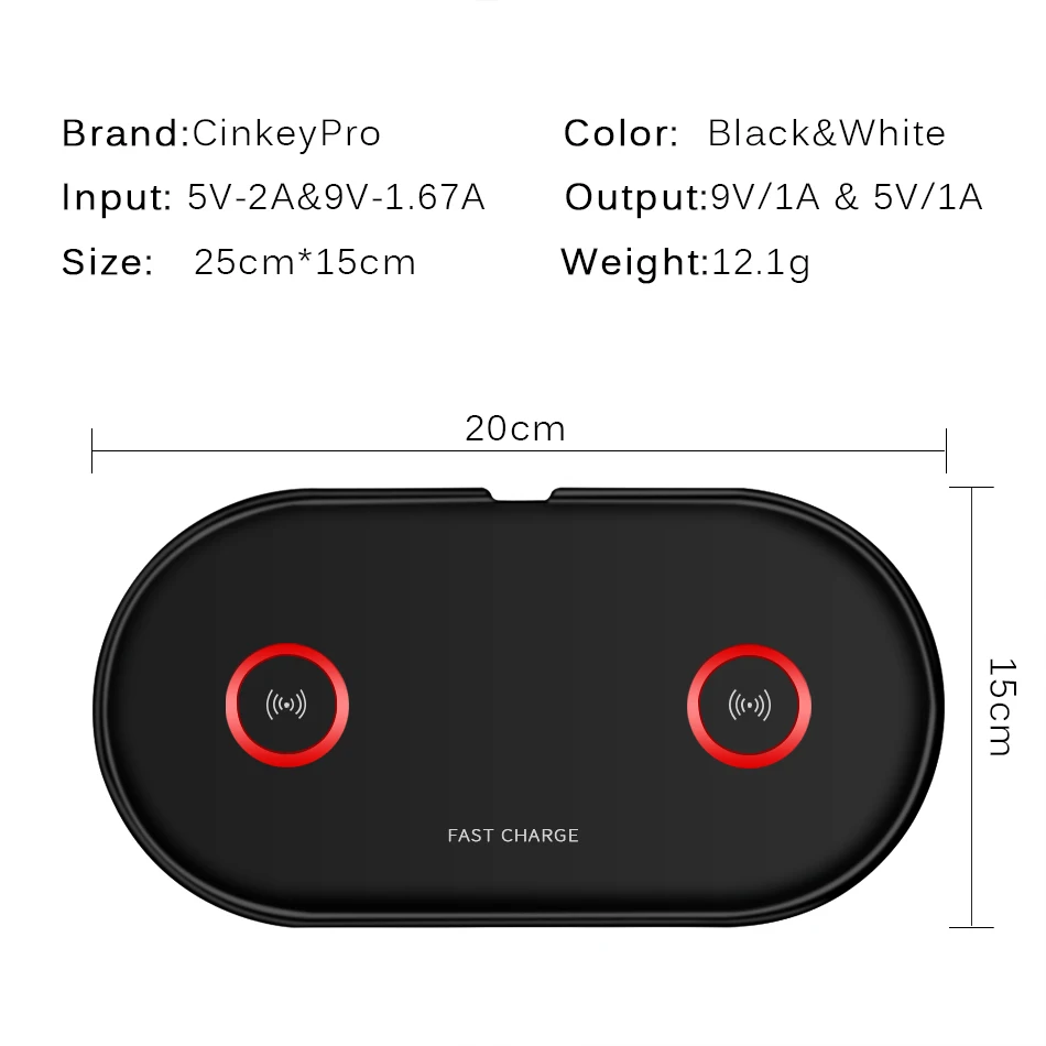 Двойное Беспроводное зарядное устройство QI для телефона Samsung S6 S7 Edge S8 S9 Plus Note 9