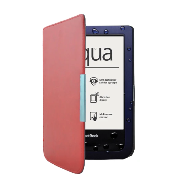 Чехол-книжка из кожи smart cover для Pocketbook aqua 640 ereader + протектор экрана стилус |
