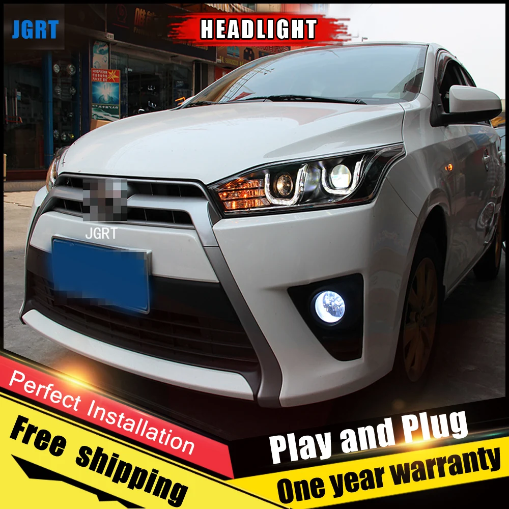 Автомобильный Стиль светодиодный фары для Toyota YARiS L 2014-2015 налобный фонарь