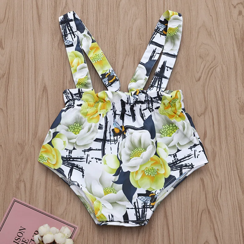 Комплект одежды с цветочным рисунком для маленьких девочек летний желтый