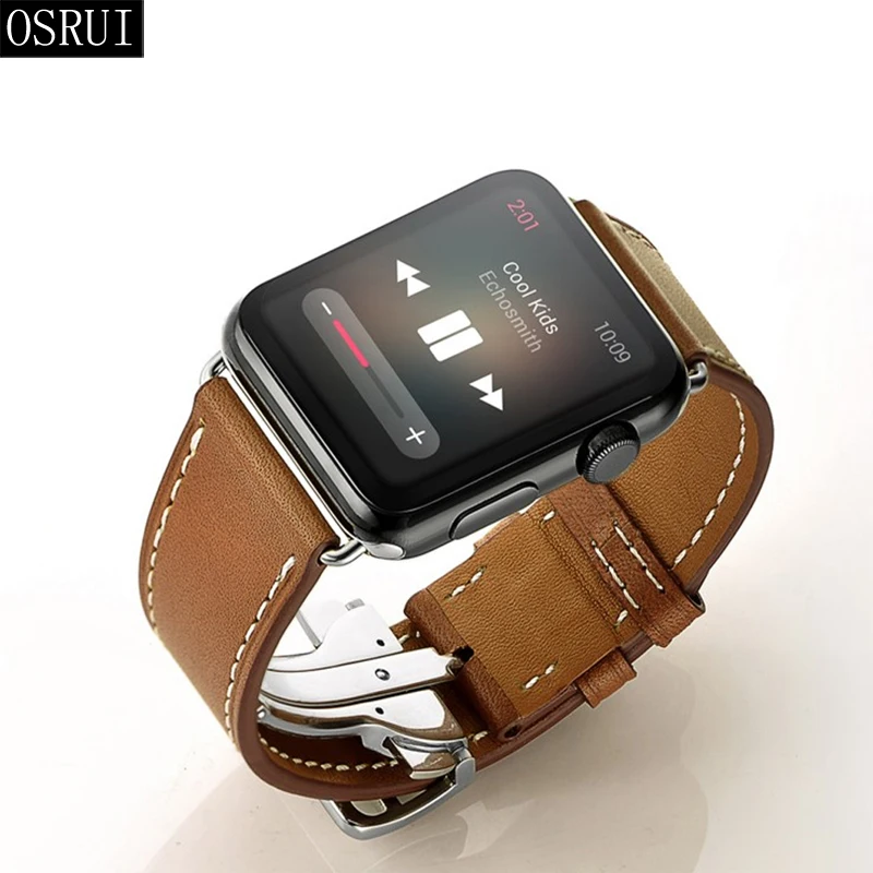 Ремешок для apple watch band 42 мм 38 correa iwatch 44 40 4 3 2 раскладной кожаный браслет с пряжкой
