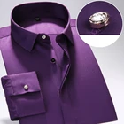 Мужская приталенная рубашка с длинным рукавом, Классическая деловая формальная рубашка с красивыми пуговицами, Азиатский Размер, для лета, 2019