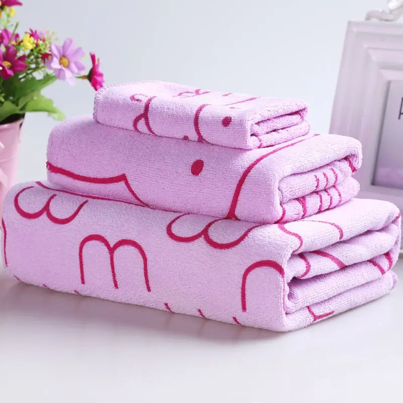 Мягкое банное полотенце из микрофибры 3 шт. быстросохнущее мультяшное