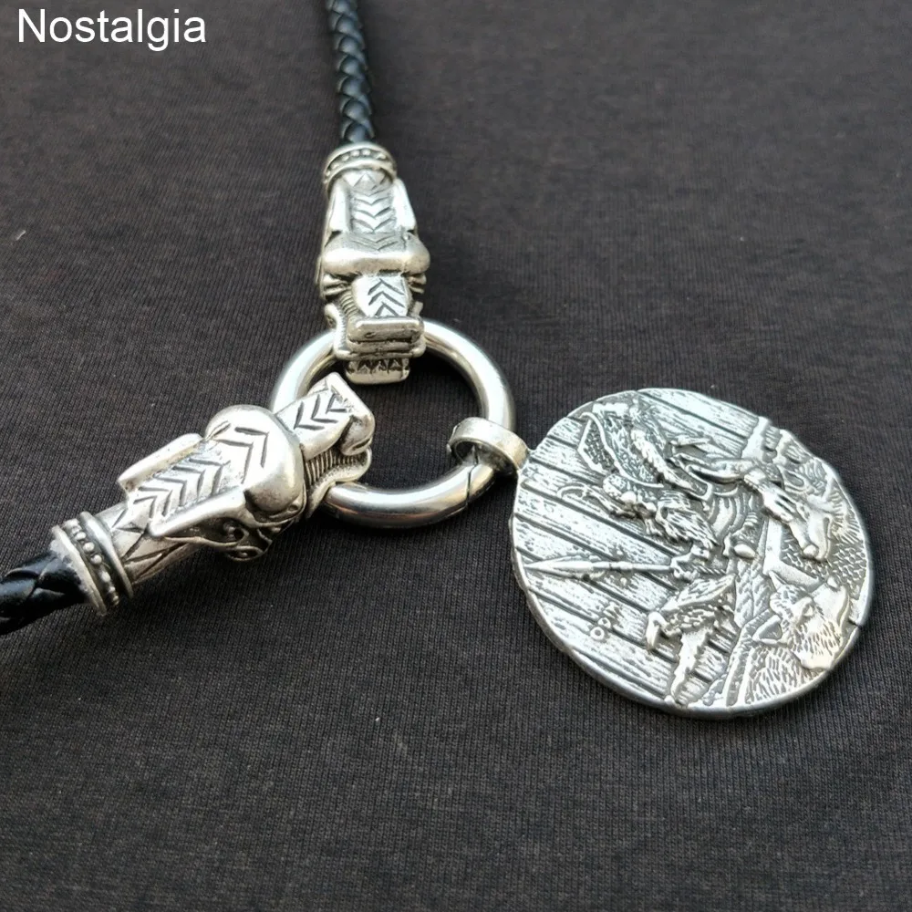 Ностальгия Odin Ворон и волк амулет талисман Wicca Pagan этническое ожерелье Дракон