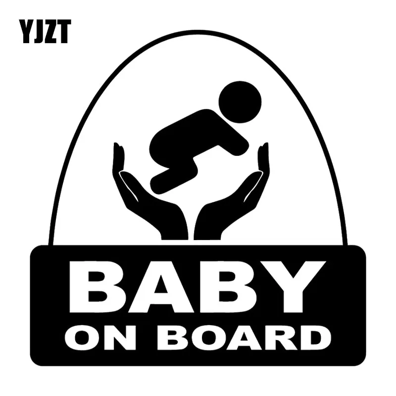 

YJZT 15.9X15.9CM Creative Cartoon BABY ON BOARD Warning Car Sticker Vinyl Decal Bumper Window Decoration C25-0101