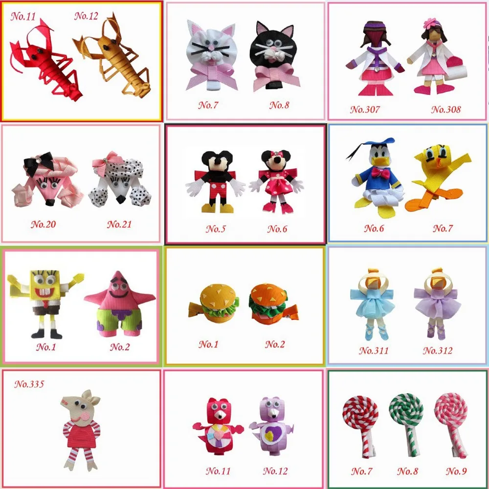 18 шт. зажим для банта в виде багета мишка тедди собака гамбургер обезьяна История