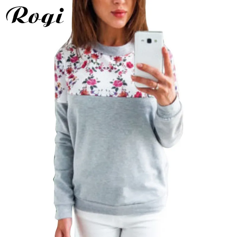 Rogi женские кофты 2019 осенние модные толстовки в стиле пэчворк Женская толстовка с