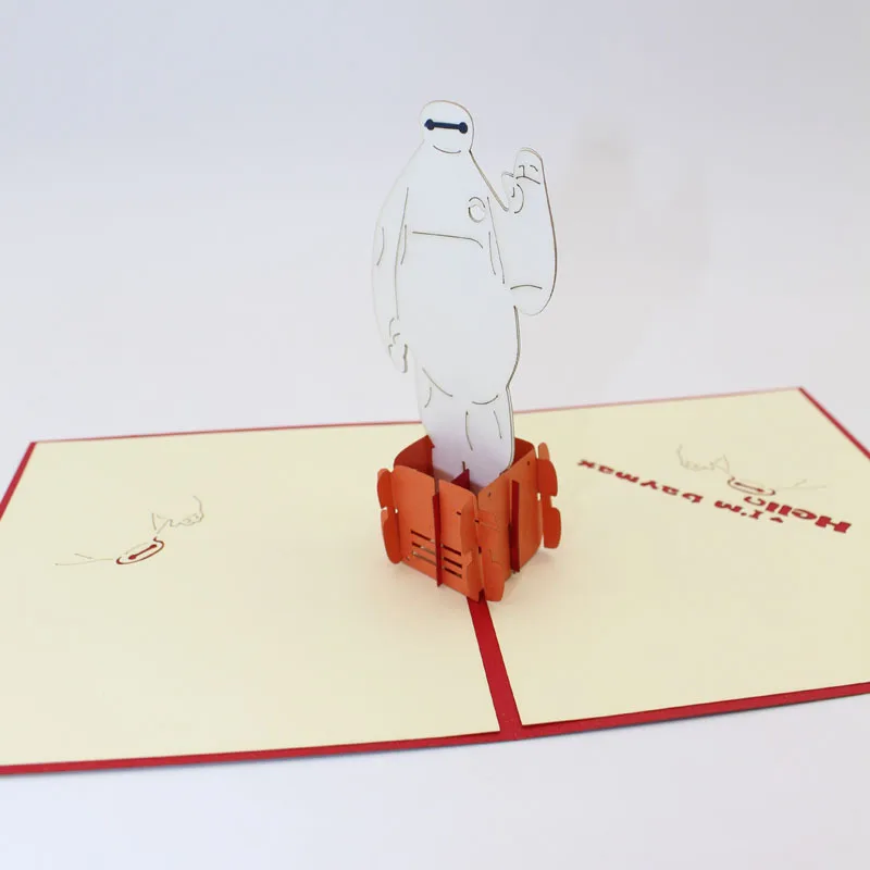 (10 шт./лот) милые Kawaii 3D Pup Baymax Большой Герой бумаги вырезать поздравительная