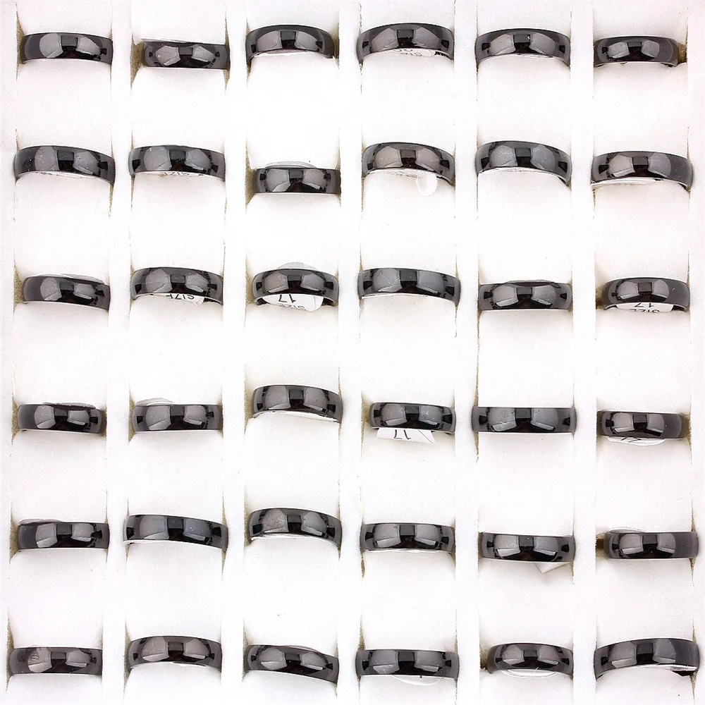 

Wholesale Lots 5Pcs glazed Black Titanium Stainless Steel Men Women Ring Band Wedding Engagement Gift Fashion Jewelry 17-21MM