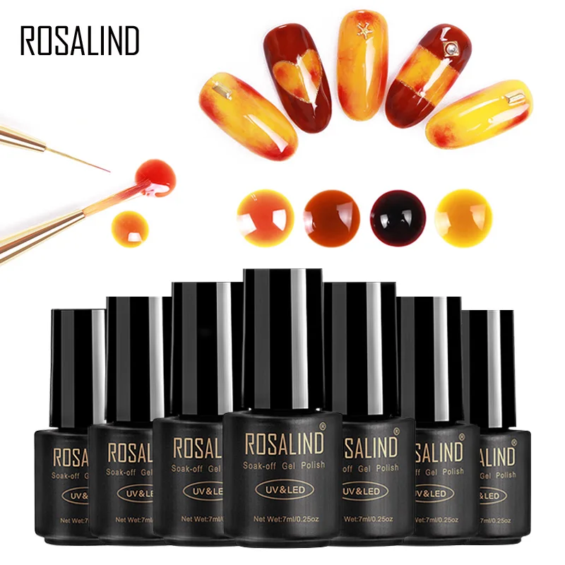 ROSALIND 7 мл Гель-лак для ногтей с цветком Сделай Сам салона УФ светодиодная лампа