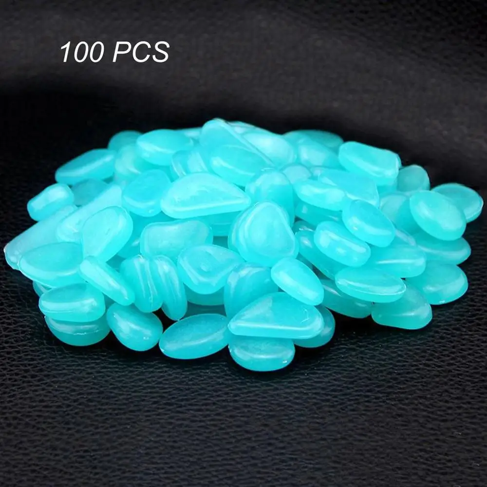 Blue 100 шт. галечные светящиеся камни светящиеся Темный сад Декор дорога открытый аквариум украшения камни аквариум аксессуары свечение 3 часа - Цвет: Blue