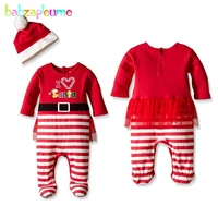 new year baby girl clothes red color striped romper hat baby suit infant clothing christmas santa jumpsuit kid girl clothes a063