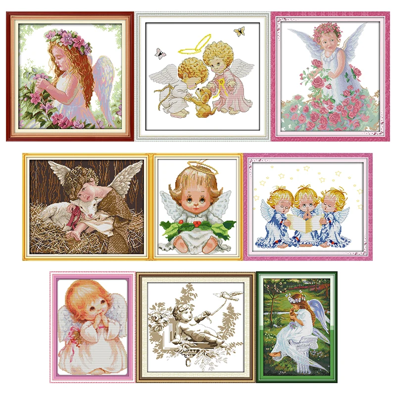Little Angel Series Cross Stitch kit DIY Handmade Needlework 14ct Counted Printed Canvas 11ct Fabric Stitching Embroidery Crafts
