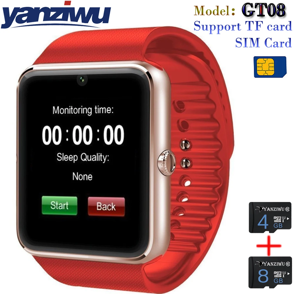 Новый gt08 Смарт часы синхронизации Notifier Поддержка sim карта TF Bluetooth Подключение Apple