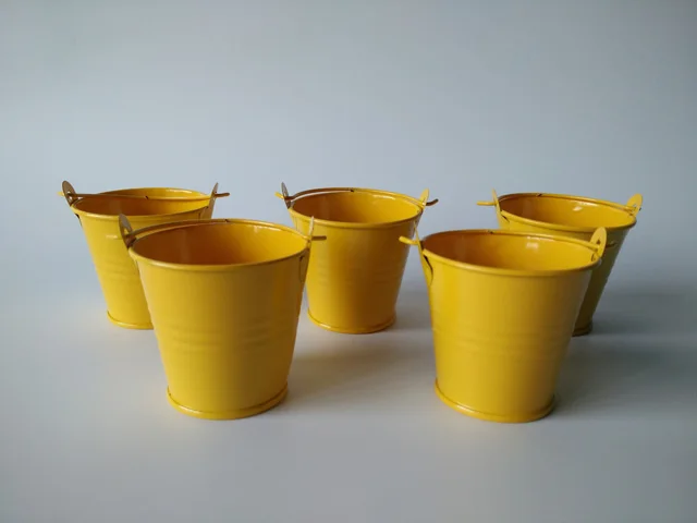 30 шт./лот D6 * H5CM мини металлические ведра пасхальное яйцо горшки желтый SF-016Y | Дом и