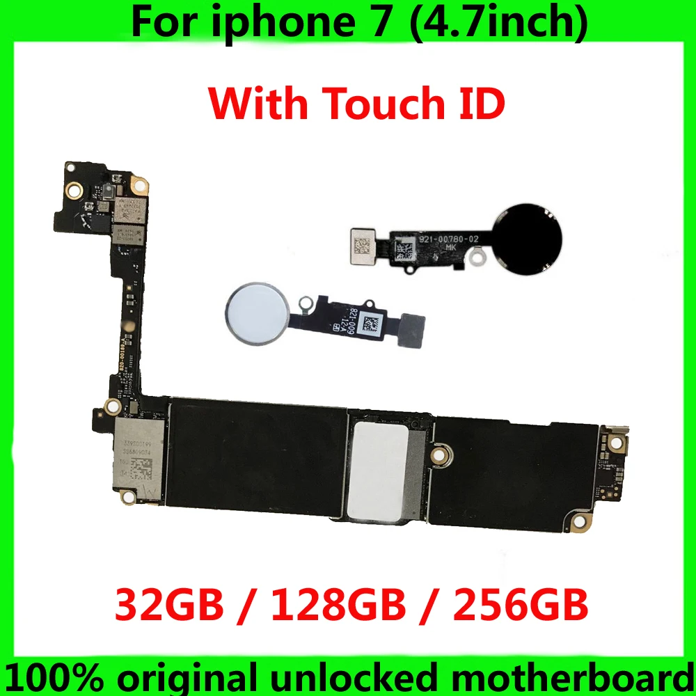 100% Хорошая рабочая материнская плата для iphone 7 с/без Touch ID оригинальная с системой