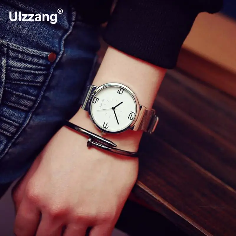 Роскошный простой стиль 4 цифры серебро полностью нержавеющая сталь Япония Movt