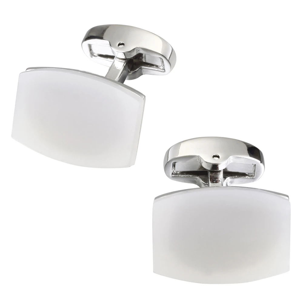 Classic Luxury Opal Cufflinks for Mens Color Plated High Quality Brand Square White Cat's Eye Stone Cuff links Best Gift | Украшения и