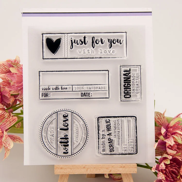 Прозрачный силиконовый штамп с надписью Just For You With Love сделай сам скрапбукинг