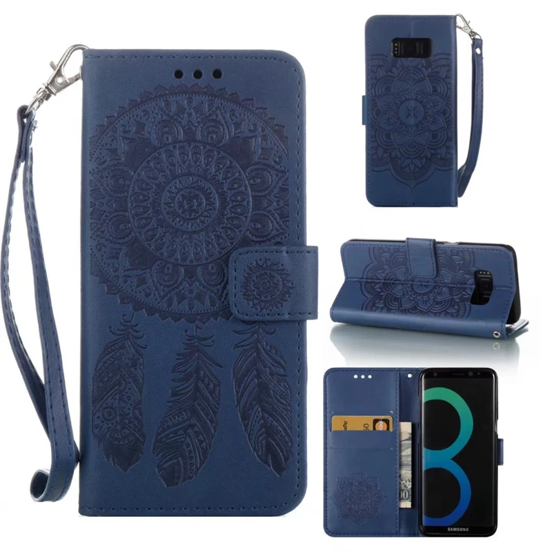 New campanula embossing Printing Design Wallet stand Leather Flip Phone Cases For samsung s8 plus A5 2017 A3 cover case | Мобильные