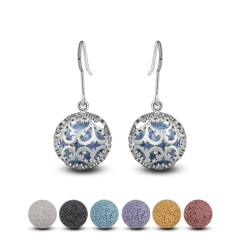 1 pair Earring Юдора 12 мм Медь Celtics с цветочным принтом модная свисающая серьга с вулканической лавы каменный шар с распылением ароматерапевтического эфирного масла диффузор серьга с крючком R02 - Окраска металла: 1 pair Earring