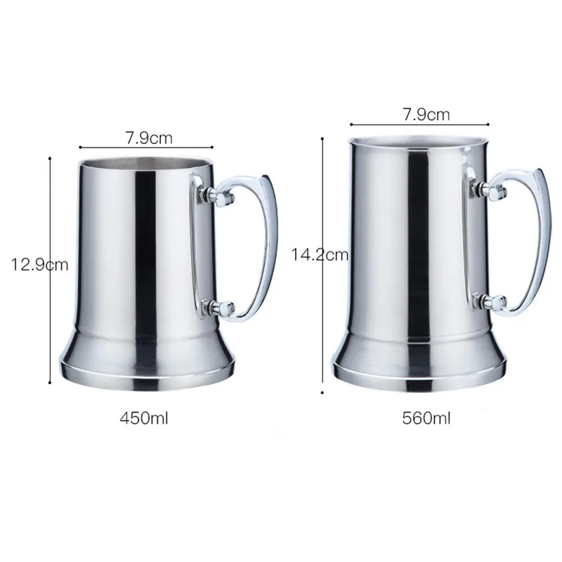 Tankard Stein с двойными стенками, нержавеющая сталь, пивная кружка для коктейля, завтрака, молока, кружки с рукояткой, кофейная чашка, барные инструменты, посуда для напитков