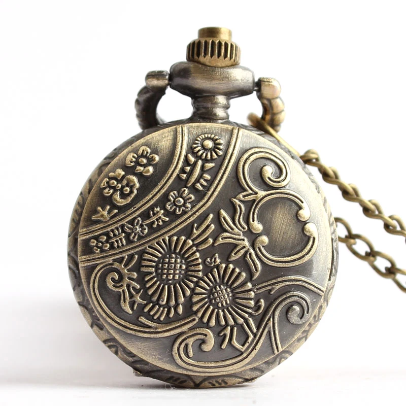 10 шт. маленького размера милая бронзовая подвеска ожерелье карманные часы