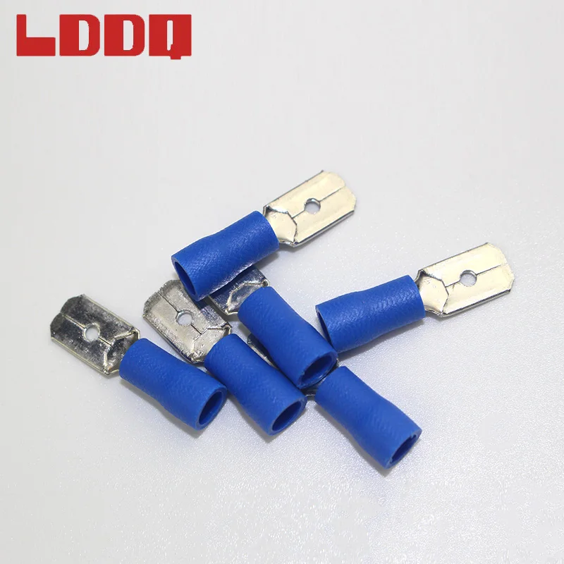 LDDQ 100 шт. папа Изолированная синяя электрическая лопатка обжимная Клемма 16-14AWG