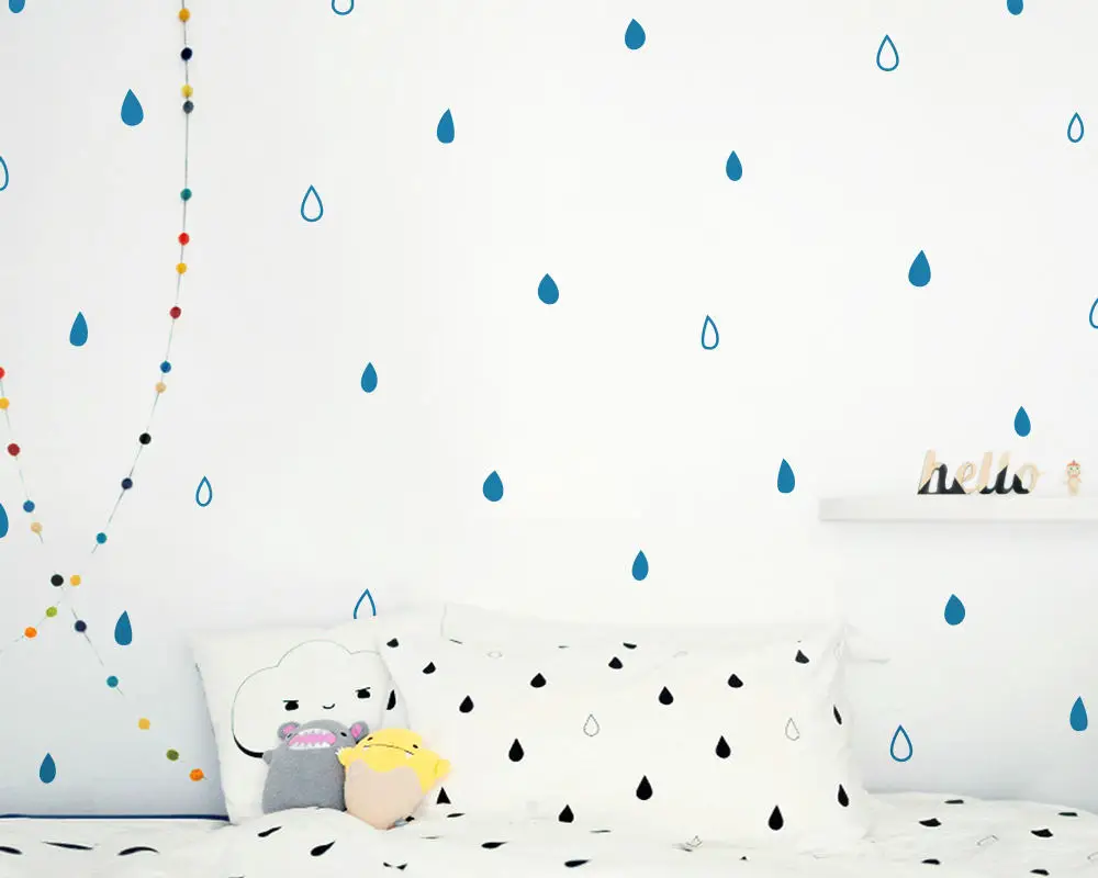 240pcs set Raindrop Nursery Decals Vinyl DIY Decor Kids Room Sticker Elegant Unique Rain Wall Stickers Bedroom Decorative LC798 | Дом и сад