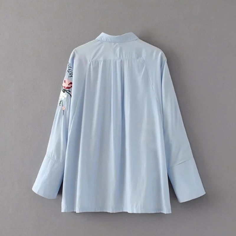 Leo Grand/женские весенние блузки с отложным воротником вышивка Женский Blusas Большие