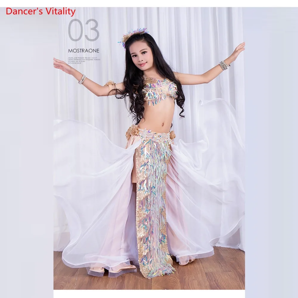 New Custom Made kids/Child/Girls Belly Dancing Outfits set Bra+dress(With Underpants )+Headwear 3pcs Costumes | Тематическая одежда