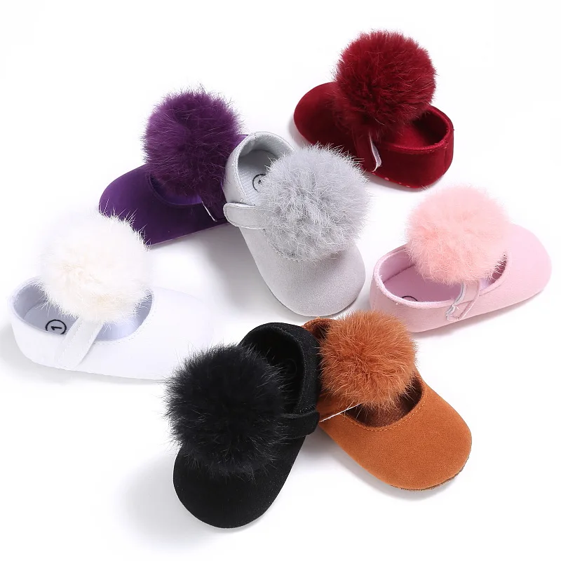 

Kids Baby Shoes Solid Infant Girls Shallow First Walkers Toddler Plush Ball Anti Slip Moccasins New Born Baby Shoes