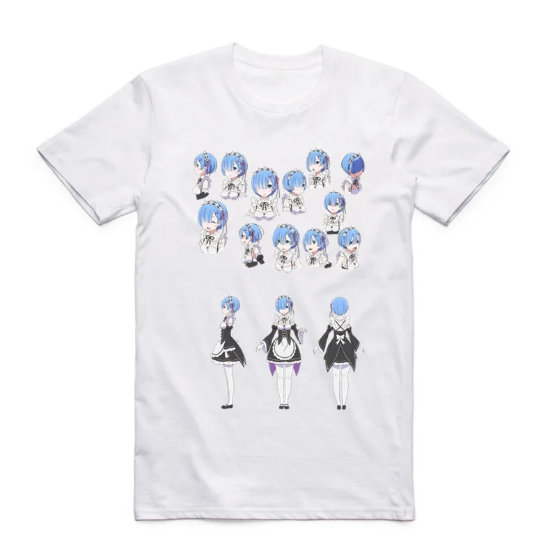 Футболка унисекс с коротким рукавом круглым вырезом и принтом Re:Zero REM|Мужские