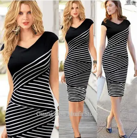 cloth and code women wear black white striped summer dress with slim pencil skirt | Женская одежда