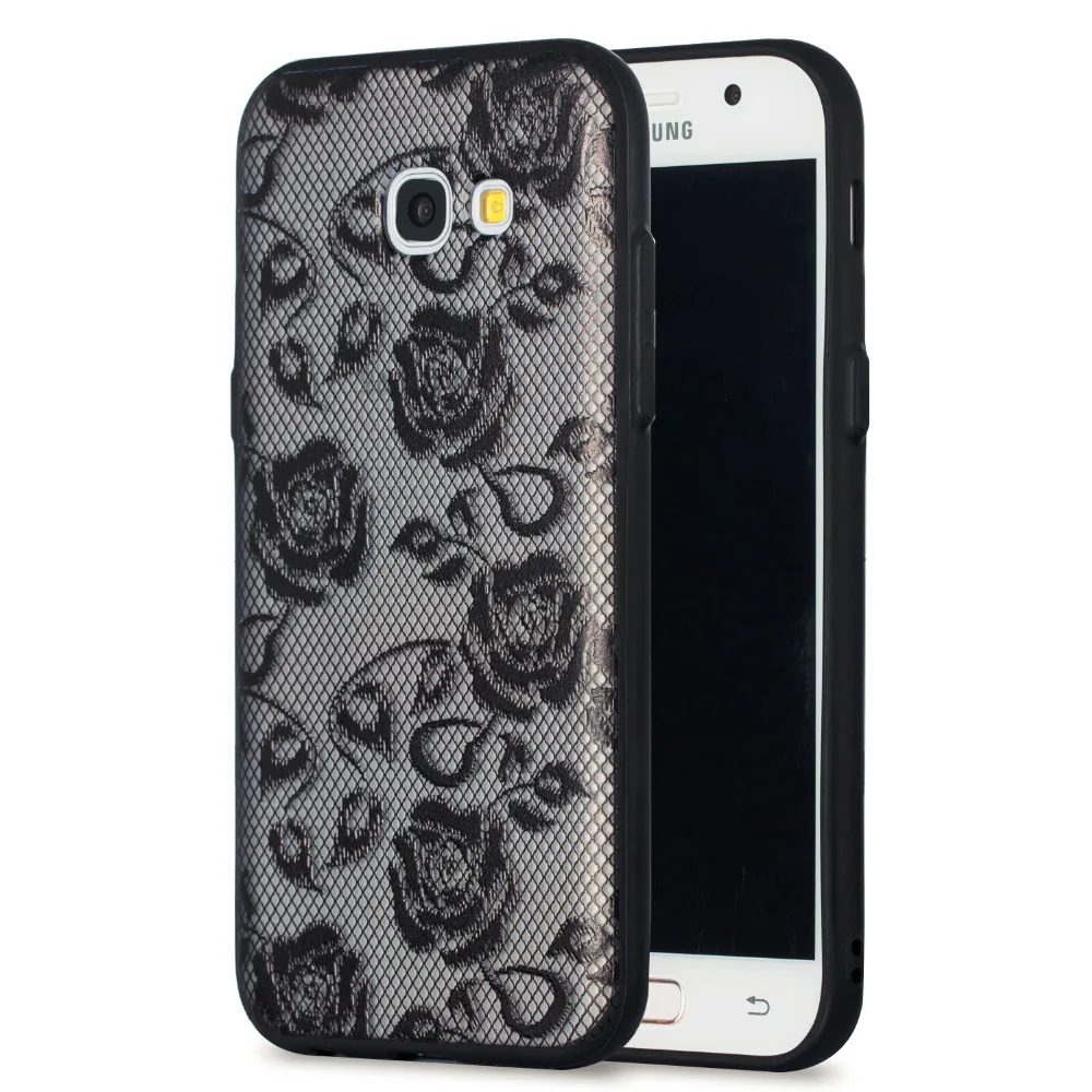 Sexy 3D Lace Flower Floral Phone Case For Samsung Galaxy A3 A5 A7 2017 A320 A520 A520F A720 Cases Hard PC+TPU Back Cover |