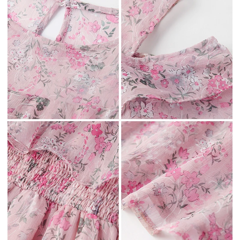 Женское шифоновое платье с открытыми плечами длинное розовое цветочным принтом