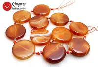 qingmos 28mm coin round red striped natural agates loose beads for jewelry making necklace bracelet diy 15 los662 free ship