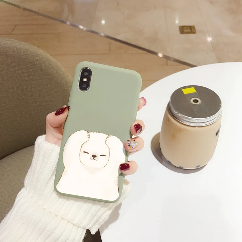 Cute Bear For Iphone x Case Small Fresh Cartoon Phone 6s 7 8 plus xs max xr All-inclusive Shatter-resistant |