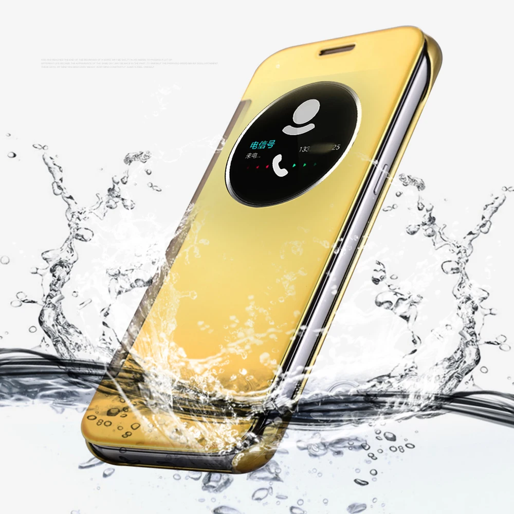 Ясно Зеркало окном View покрытие флип чехол для Samsung Galaxy S6 S7 Edge Plus A8 A710 Coque телефон