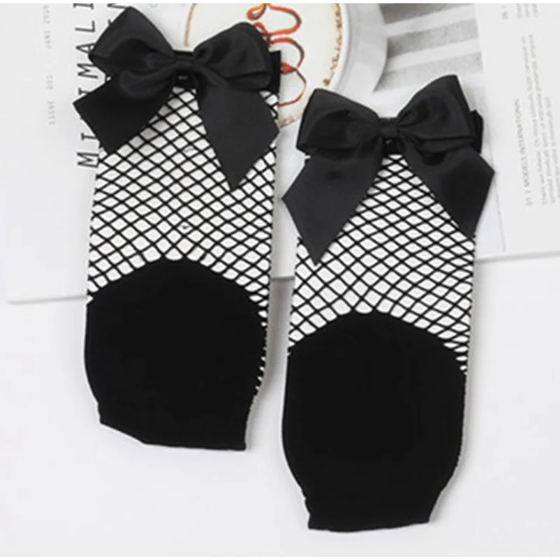 Женские ажурные носки Harajuku Goth Punk сексуальные в сетку с бантиком 2017|fishnet socks|socks