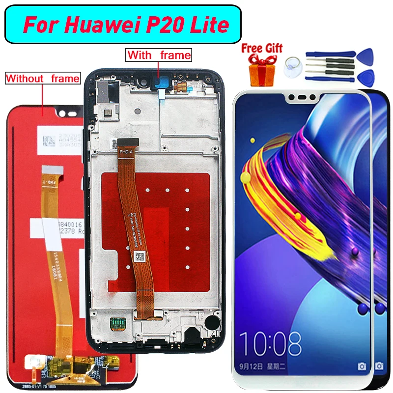 Для Huawei P20 Lite ЖК-дисплей + кодирующий преобразователь сенсорного экрана в сборе с