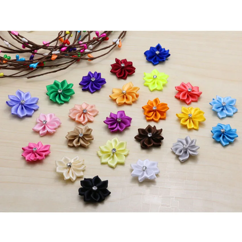 (100 шт./лот) 34 Цвета тканевый Шелковый цветок для аксессуаров Многослойные