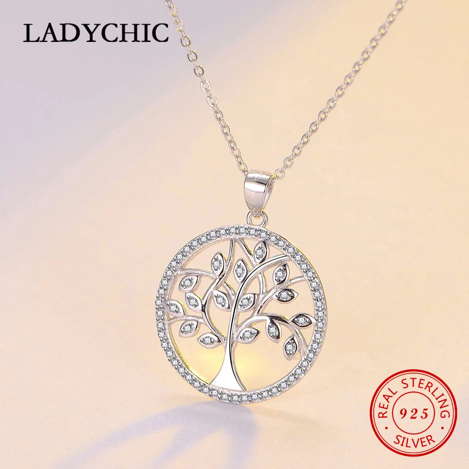 LADYCHIC классика Стерлинговое Серебро 925 пробы древо жизни круглый кулон для женщин