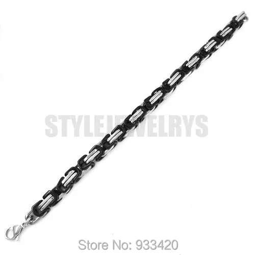 Бесплатная доставка! Черный Байкерский браслет с цепочкой в коробке ювелирные