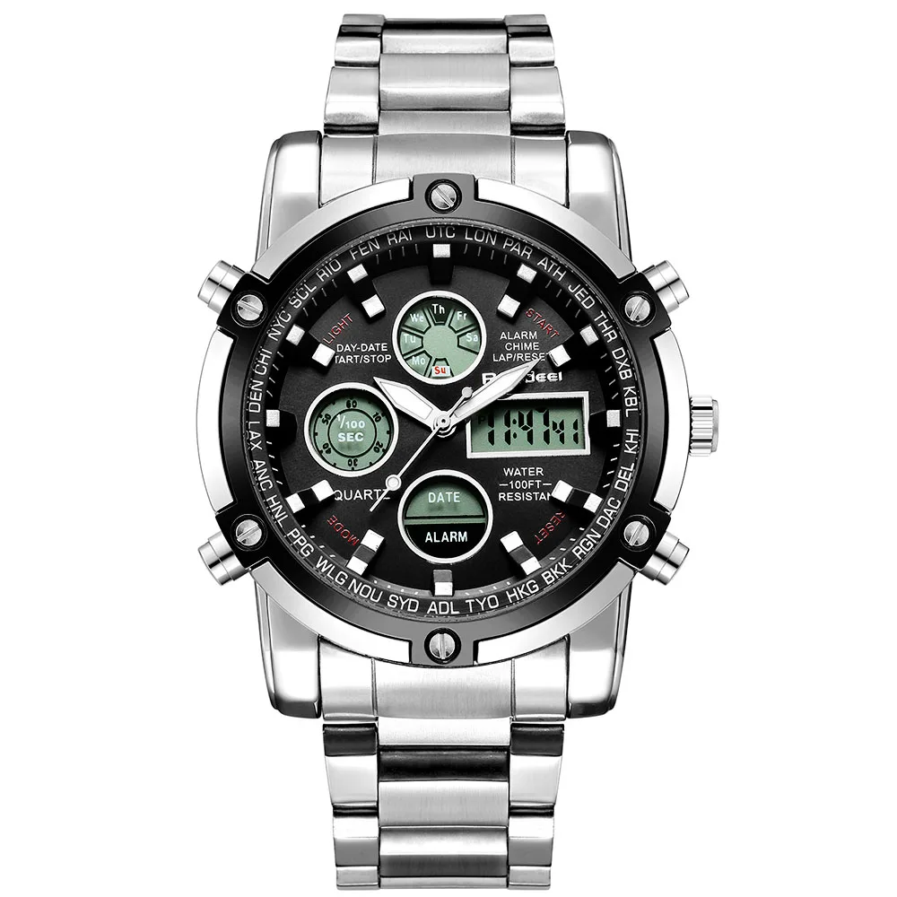 Sports Wrist Watch Men's Military Waterproof Brand Watches Fashion Full Steel Men LED Digital Watch Men Wristwatches Clock Male - Цвет: Черный