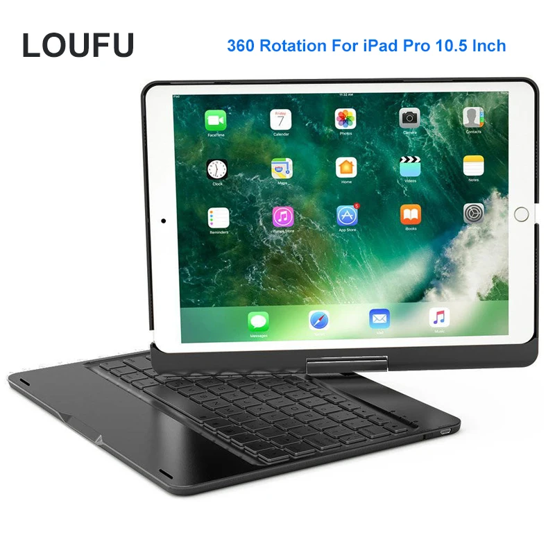 Loufu вращения 360 для iPad Pro 10 5 корпус клавиатуры с 7 цветов подсветкой и “дышащими”